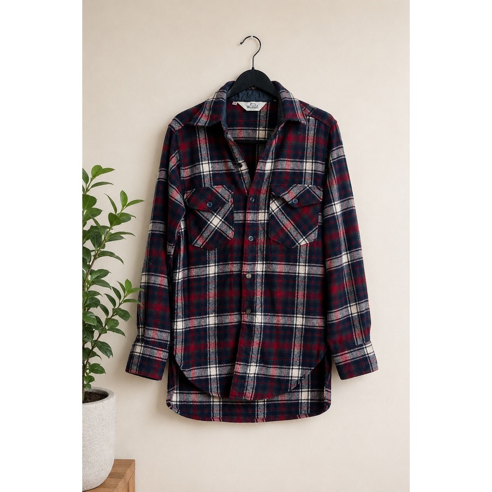 Vintage Woolrich Wool Plaid Shirt Mens Sz M Button Down Outdoors Utility Cozy